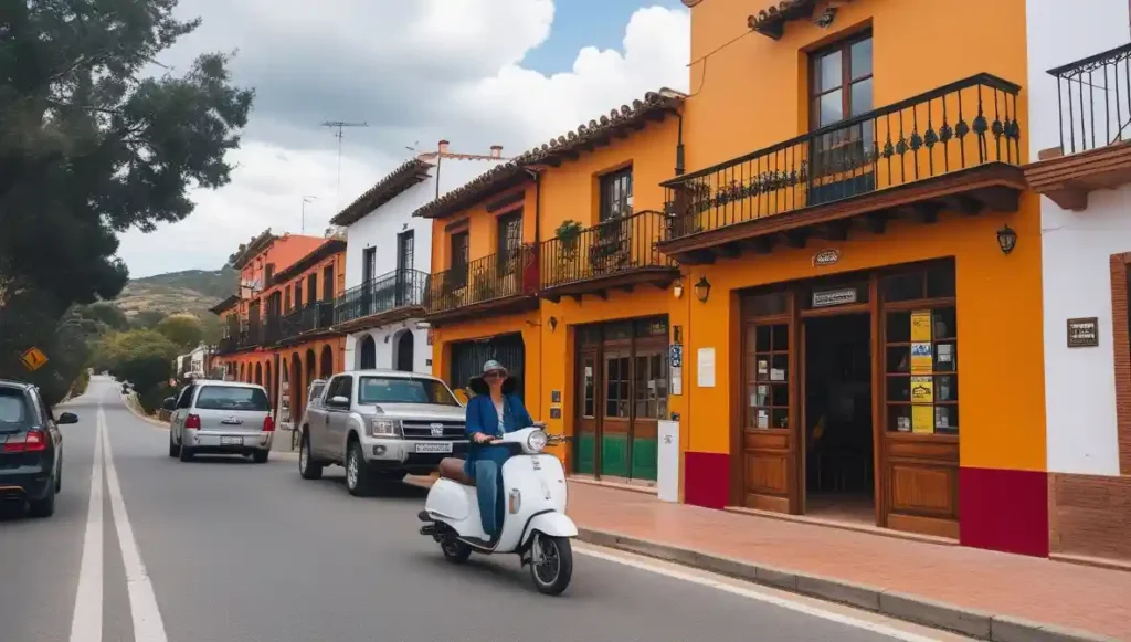 A picturesque view of Mazamitla, a quaint town two hours from Guadalajara, perfect for a day trip or weekend escape, with options to explore on foot or by scooter.