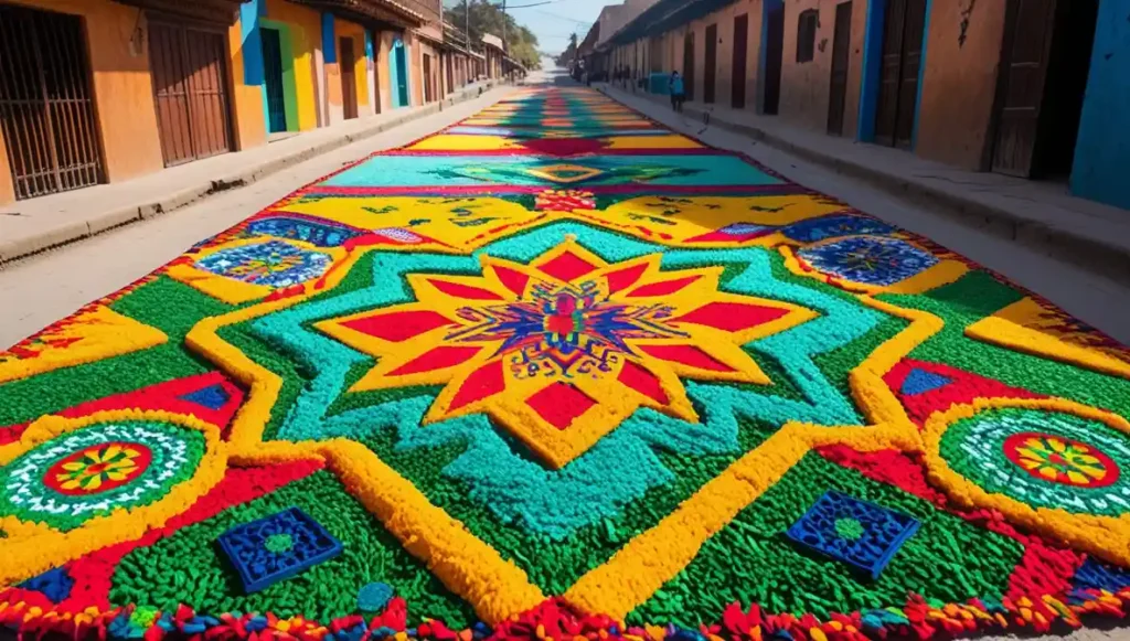 Sawdust rugs from Huamantla